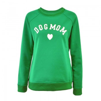 Dog Mom Women's Plus Velvet Fashionable Long Sleeve Casual Sweatshirt Printing Heart-shaped 